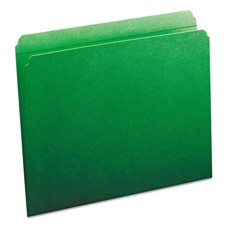 SMEAD Reinforced Tab Folder, Green, PK100, Tab Cut: Straight 12110